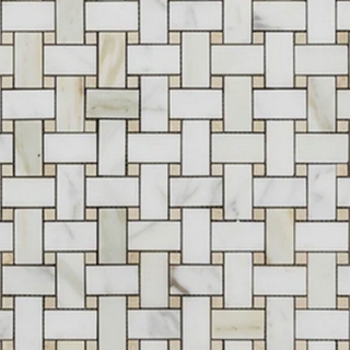 Picture of Elon Tile & Stone - Basketweave Mosaics Calacatta Crema Marfil Dot Honed