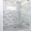 Picture of Elon Tile & Stone - Basketweave Mosaics Pearl White Pacific Gray Dot Honed