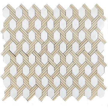 Picture of Elon Tile & Stone - Captiva Mosaics White Thassos Crema Marfil