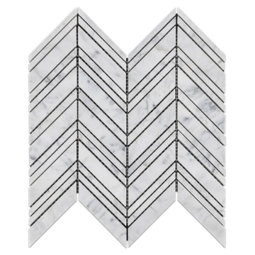Picture of Elon Tile & Stone - Chevron Mosaics Bianco Carrara Honed