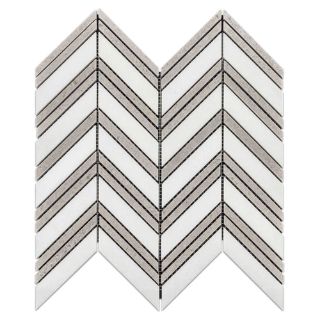 Picture of Elon Tile & Stone - Chevron Mosaics White Thassos Sand Dollar Polished