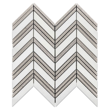 Picture of Elon Tile & Stone - Chevron Mosaics White Thassos Sand Dollar Polished