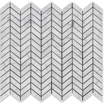 Picture of Elon Tile & Stone - Petite Chevron Mosaics Bianco Carrara Polished
