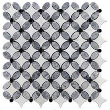 Picture of Elon Tile & Stone - Fleur Mosaics Pacific Gray Pearl White Black
