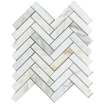 Picture of Elon Tile & Stone - Herringbone Mosaics 1 x 4 Calacatta Gold Honed