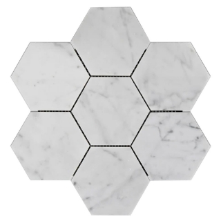 Picture of Elon Tile & Stone - Hexagon Mosaics 5 Bianco Carrara Polished