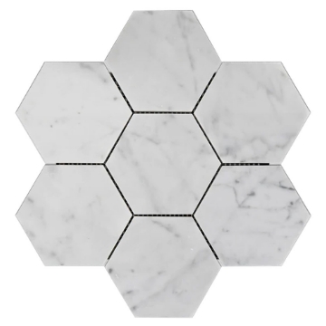 Picture of Elon Tile & Stone - Hexagon Mosaics 5 Bianco Carrara Polished