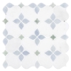 Picture of Elon Tile & Stone - Silhouette Mosaics White Thassos Blue Celeste Ming Green Polished