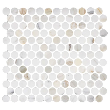 Picture of Elon Tile & Stone - 1 Rounds Mosaics Calacatta Gold Honed