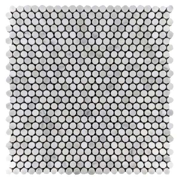 Picture of Elon Tile & Stone - 1/2 Rounds Mosaics Pearl White Polished