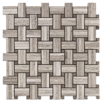 Picture of Elon Tile & Stone - Tri-Weave Mosaics Beachwood Driftwood Dot Honed