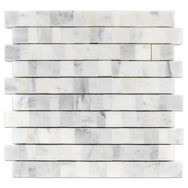 Picture of Elon Tile & Stone - Random Broken Joint Mosaics Pearl White Honed