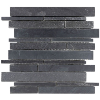Picture of Elon Tile & Stone - Random Strip Mosaics Midnight Slate Cleft Honed