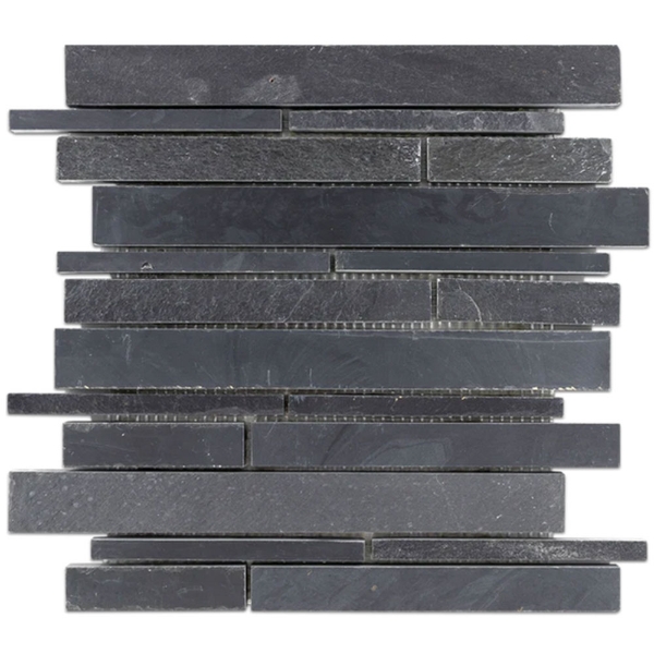 Picture of Elon Tile & Stone - Random Strip Mosaics Midnight Slate Cleft Honed