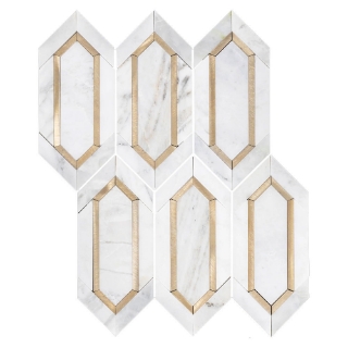 Picture of Elon Tile & Stone - Aluminum Picket Bianco Oro Gold Honed