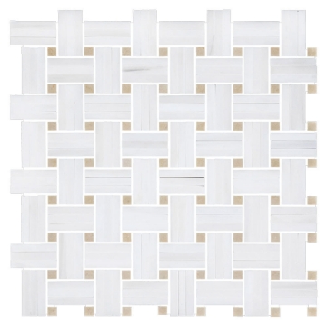 Picture of Elon Tile & Stone - Tri-Weave Mosaics Dolomite Crema Marfil Honed