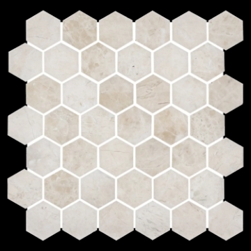 Picture of Elon Tile & Stone - Hexagon Mosaics 2 Vanilla Royale Honed