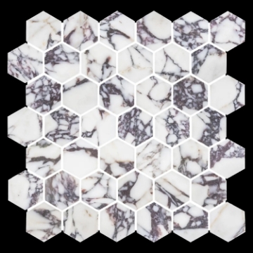 Picture of Elon Tile & Stone - Hexagon Mosaics 2 Bianco Violetta Honed