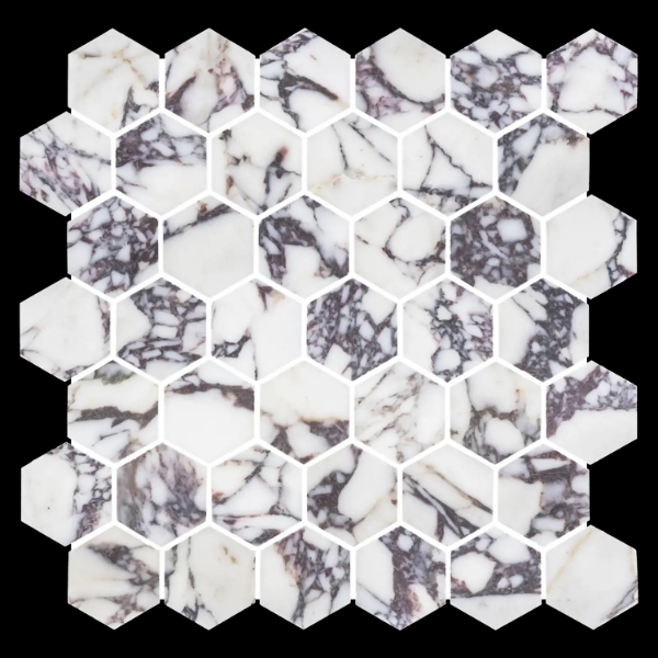 Picture of Elon Tile & Stone - Hexagon Mosaics 2 Bianco Violetta Honed