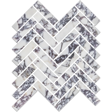 Picture of Elon Tile & Stone - Herringbone Mosaics 1 x 4 Bianco Violetta Honed