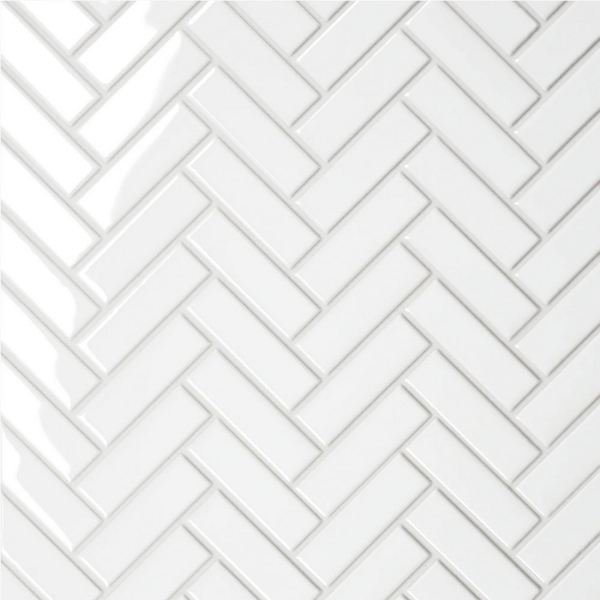 Picture of Bedrosians - Le Cafe Mosaic Herringbone White Glossy