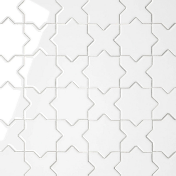 Picture of Bedrosians - Le Cafe Mosaic Cross & Star White Glossy