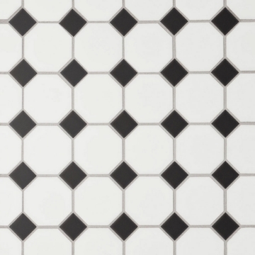 Picture of Bedrosians - Le Cafe Mosaic Octagon White Black Matte