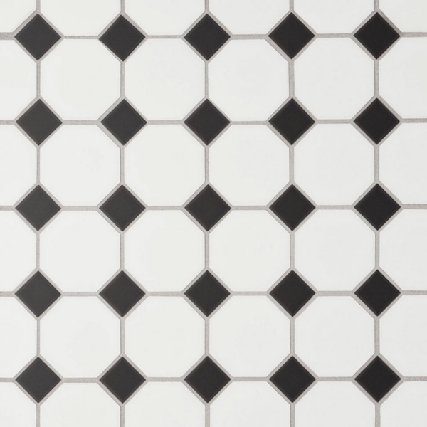 Picture of Bedrosians - Le Cafe Mosaic Octagon White Black Matte