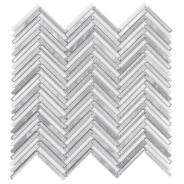 Picture of Anthology Tile - Seasons Herringbone Mosaic Frost Herringbone