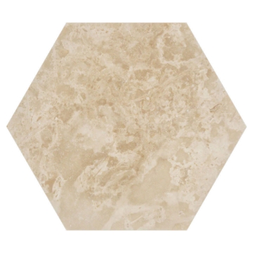 Picture of Elon Tile & Stone - Limestone Hexagon Tile Cross-Cut Light Ivory Travertine Honed