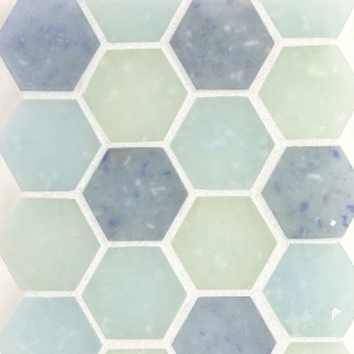 Picture of Ceramica Etc - Liquid Glass Small Hexagons Bermuda Blend