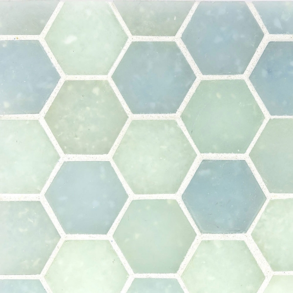 Picture of Ceramica Etc - Liquid Glass Small Hexagons Carribean Blend