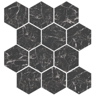 Picture of Chesapeake Flooring - Lexington Hex Mosaic Marmo Nero Polished