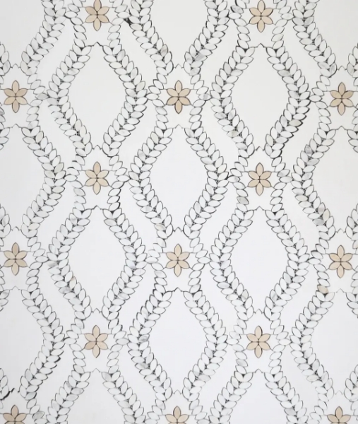 Picture of Elon Tile & Stone - Lilia Waterjet Calacatta Gold & Crema Marfil Mosaic Honed