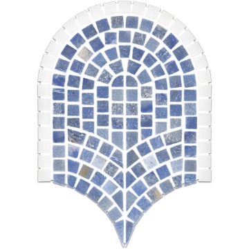 Picture of Elon Tile & Stone - Curvosa Mosaics Azul Macauba White Thassos Honed