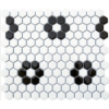 Picture of Roca - CC Mosaics Black White Flower Small Hexagon