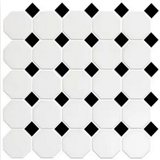 Picture of Roca - CC Mosaics Snow White Black Octagon