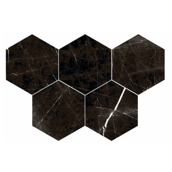 Picture of Florim USA - Luxury Hexagon Mosaic Polished Nero Marquina
