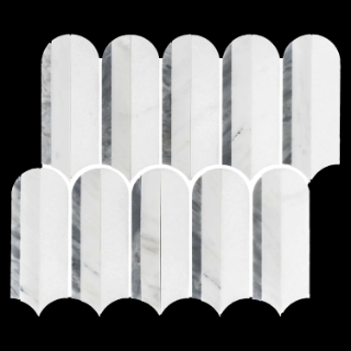 Picture of Elon Tile & Stone - Wave Mosaics White Thassos Bardiglio Nuvolato Pearl White Honed