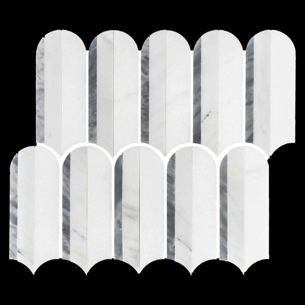 Picture of Elon Tile & Stone - Wave Mosaics White Thassos Bardiglio Nuvolato Pearl White Honed