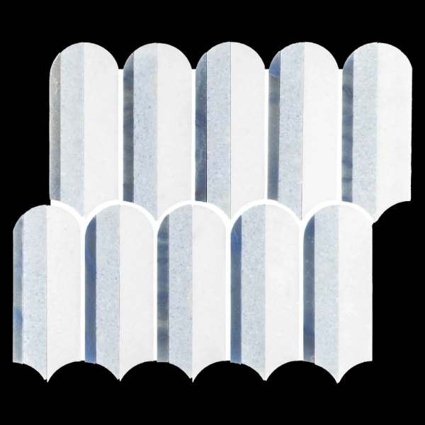 Picture of Elon Tile & Stone - Wave Mosaics White Thassos Azul Macauba Blue Celeste Polished