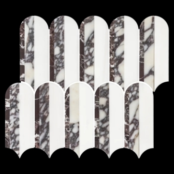 Picture of Elon Tile & Stone - Wave Mosaics Dolomite Rosso Levanto Bianco Violetta Honed