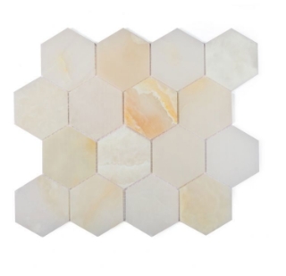 Picture of Elysium - 3 x 3 Hexagon Mosaic Onyx White Polished