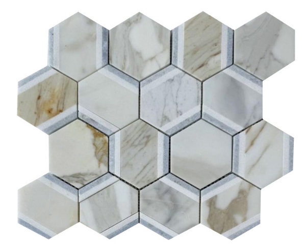 Picture of Elysium - Hexagon Mosaic Royal Calacatta Gold