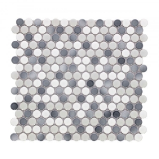 Picture of Elysium - Hulu Penny Round Mosaic Mixed Grey Glossy