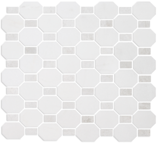 Picture of Tesoro - Metro Blend Thassos Octagon Dot Thassos Iceberg Dot