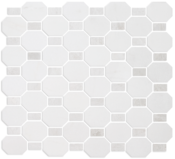 Picture of Tesoro - Metro Blend Thassos Octagon Dot Thassos Iceberg Dot