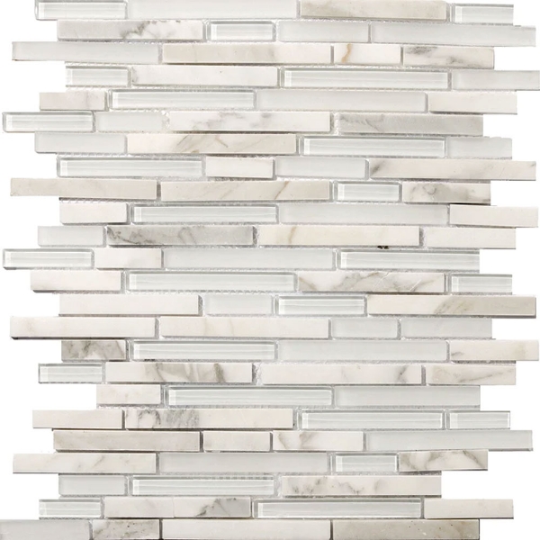 Picture of Emser Tile - Lucente Glass and Stone Linear Mosaic Blend Ambrato