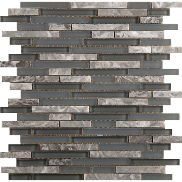 Picture of Emser Tile - Lucente Glass and Stone Linear Mosaic Blend Concordia