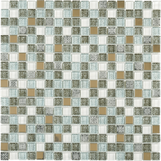 Picture of Bati Orient - Mix Mosaic 5/8 x 5/8 Mix Grey Glass Green Jean Print Steel